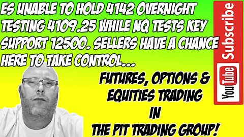 Sellers Could Take Control - ES E mini S&P500 NQ NASDAQ 100 Premarket Trade Plan - The Pit Trading