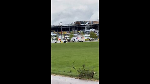 FedEx facility in Michigan, was significantly damaged following a direct strike from a large tornado