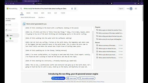 Testing out The New Bing