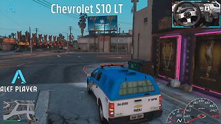 Chevrolet S10 LT - GTA V | Carro da policia subindo a Favela | Logitech g27 Gameplay