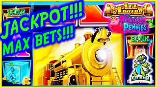 JACKPOT! CRAZY AWESOME MASSIVE WIN! All Aboard Piggy Pennies Slot