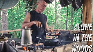 BUILDING A CABIN ALONE IN THE SMOKY MOUNTAINS | TIMBER FRAME | BEGINNING THE INTERIOR WALLS