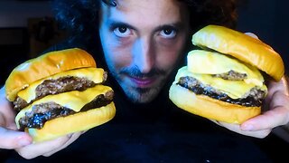 HUGE JUICY DOUBLE CHEESE BURGERS ! ASMR NO TALKING ( Real Sounds ) 자막 字幕 उपशीर्षक | Nomnomsammieboy