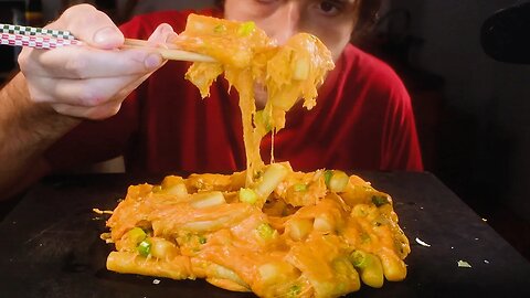 ASMR CHEESY TTEOKBOKKI MUKBANG (No Talking) NOMNOM