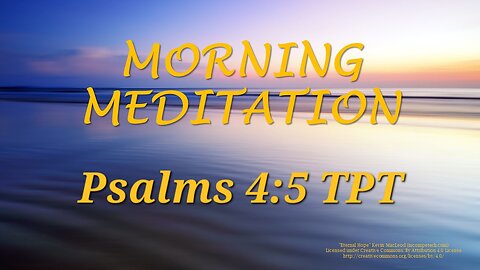 Morning Meditation -- Psalm 4 verse 5 TPT