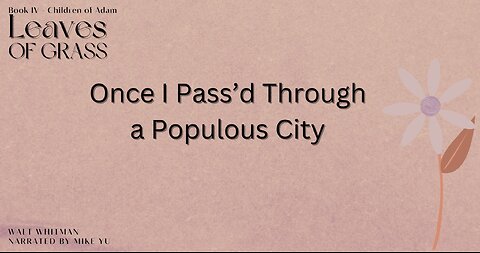 Leaves of Grass - Book 4 - Once I Pass'd Through a Populous City - Walt Whitman