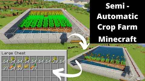 How to make Farm in Minecraft || Semi automatic crop Farm (Easy)