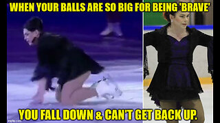 BRAVE TRANS SKATER HAS BIG BALLS & FALLS TO THE ICE DURING FIGURE SKATING CHAMPIONSHIPS