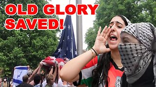 Communist activist STUNNED! Frat Boys protect the US FLAG from being replaced with Palestinian flag!