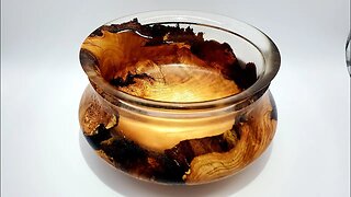 Cherrywood Burl with clear resin, wood turning, lathe project. Thank you Todd Huth! ArtForOUR.Org