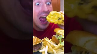 Just Satisfying Big Burger Bites * mukbang asmr no talking * #shorts