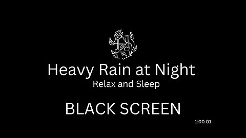 HEAVY Rain at night black screen with rain sound 1hr