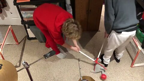 Brothers Playing Hockey Sticks 🏒