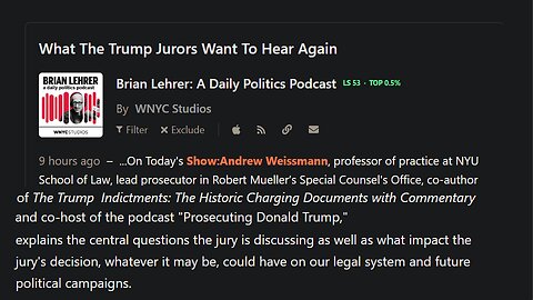 Weissmann on Thursday Morning: What the Jurors Wanted to Hear Again