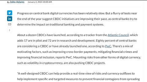 CBDC | "80% of Central Banks Are Considering a CBDC or Have Already Launched One."