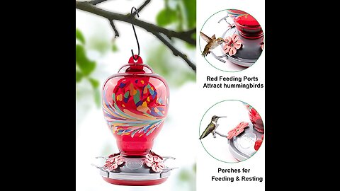 Sponsored Ad - WOSIBO Hummingbird Feeder for Outdoors Patio Large 32 Ounces Colorful Hand Blown...