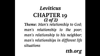 Leviticus Chapter 19 (Bible Study) (2 of 2)