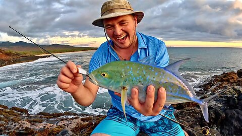 SOLO Fishing & Exploring Hawaii!!! Bluefin Trevally & Reef Fish! (Did the Sea Turtle lay eggs?!)