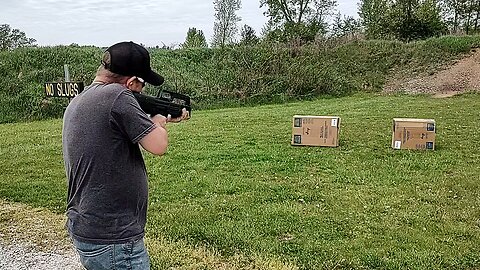 testing rubber buckshot and rubber ball on cardboard