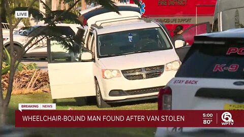 Stolen minivan found with wheelchair-bound man inside