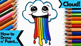 How to draw and paint a Cute Rainbow Cloud