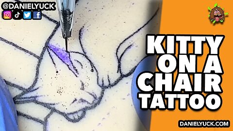 Kitty On A Chair Close Up Tattoo