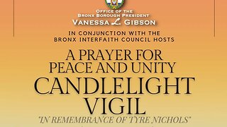 A prayer for peace& unity candlelight vigil in Remembrance of #tyrenichols Bronx Borough Hall 2/1/23