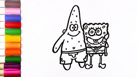 Drawing and Coloring SpongeBob and Patrick Star for Kids & Toddlers | Ariu Land