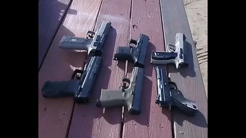 Glock 30s, HK P30L, Glock 19, Glock 17, CZ P-09 "Cajun", CZ Shadow 2, and CZ Protek I