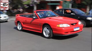 Ford Mustang conversível vermelho MK4 - 4ª geração - câmbio manual CARRÕES DO DUDU Praça da Espanha
