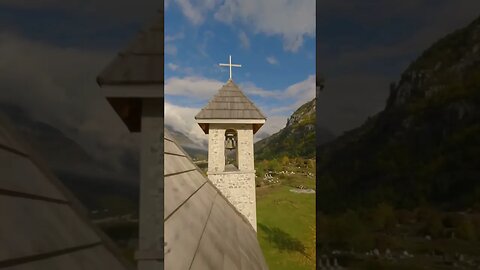 THREAD THE NEEDLE | Flying through a church steeple in Theth, Albania #amazing #fpv #shorts #wow