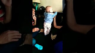Cute Baby Boy Stands Up On His Own