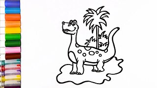 Drawing and Coloring a Dinosaur for Kids & Toddlers | Ariu Land