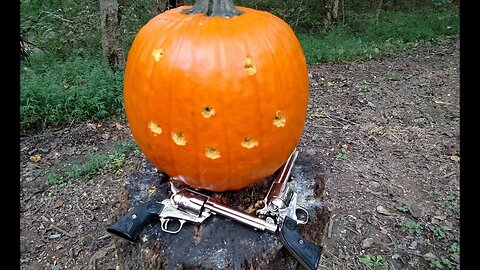 Cowboy Pumpkin Carving with a Colt 45!