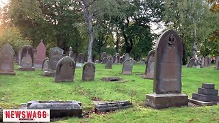 Old Film Clip - Investigates headstones were knocked down at three cemeteries in Scarborough