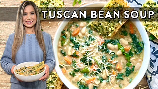 Tuscan Bean Soup With Garlic Bread Dippers