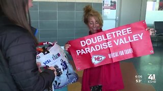 Happy Chiefs fans return from their Super Bowl