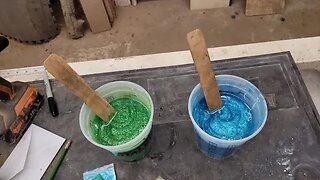 Making a Oak Burl in Blue and Green Resin Bowl