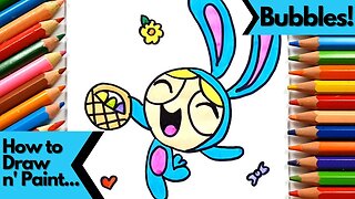How to draw and paint the Easter Bunny Bubbles from the Powerpuff Girls
