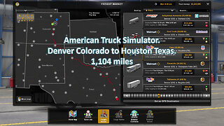 American Truck Simulator. Denver Colorado to Houston Texas. 1,104 miles (no talking)