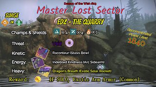 Destiny 2 Master Lost Sector: EDZ - The Quarry on my Stasis Warlock 6-1-24