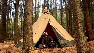 Solo Hot Tent Camping in the Woods