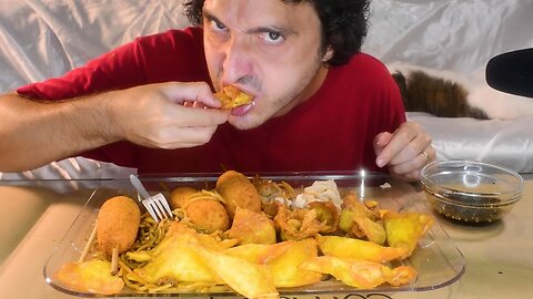 ASMR EATING MY WIFES @nomnomsammiegirl SLOPPY SECONDS * CHINESE FOOD FEAST + CHEESE CORN DOGS *
