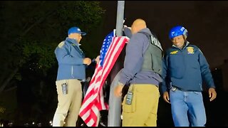 INCREDIBLE. NYPD Raises The American Flag Over City College of NY