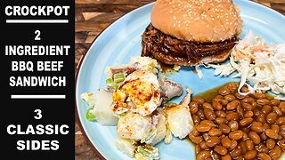 Barbecue Beef Sandwiches, Cole Slaw, Potato Salad, BBQ Beans, An Inside BBQ Lunch