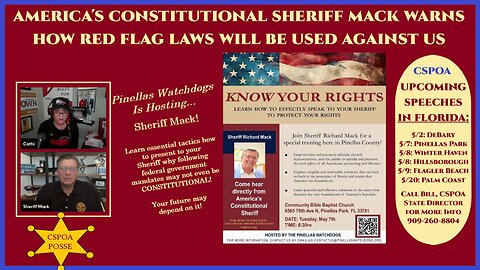 America's Constitutional Sheriff Mack Visits Florida to Warn about Red Flag Laws