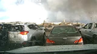 Dashcam video of Tornado destroying a warehouse in NE 4-26-2024