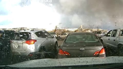 Dashcam video of Tornado destroying a warehouse in NE 4-26-2024