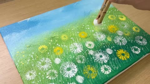 Painting a Dandelion Field _ Acrylic Painting Techniques(1)