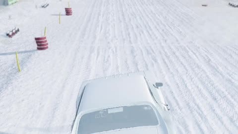 Wreckfest snow race, clips of jumps on a snowy road